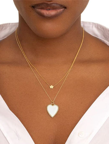 Diamond Mother of Pearl Heart Inlay Necklace