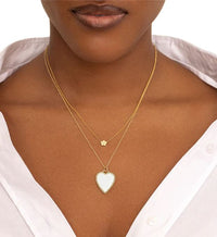 Diamond Mother of Pearl Heart Inlay Necklace