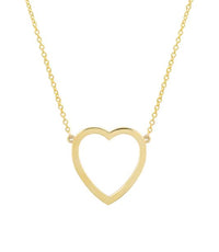 Large Open Heart Yellow Gold Necklace