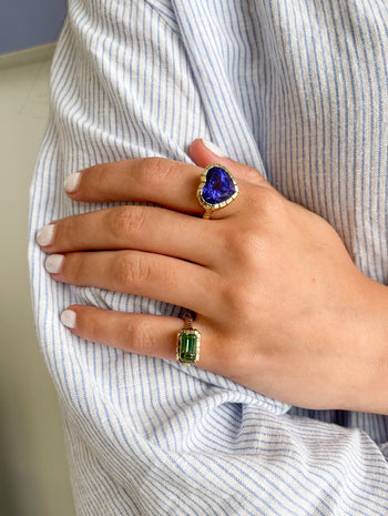 Heirloom Bezel Tanzanite Heart Yellow Gold Ring