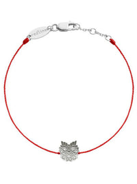 Mini Ryu Dragon Red String White Gold Bracelet