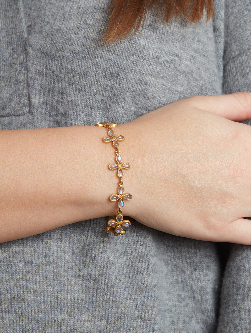 Labradorite Flower Yellow Gold Bracelet