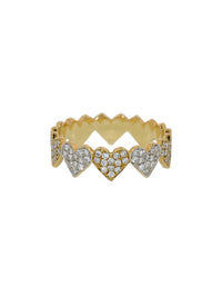 Yellow and White Gold Small Double Heart Eternity Ring