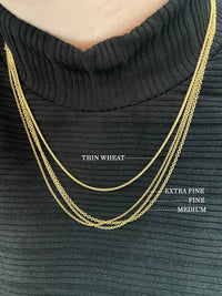 Thin Wheat Chain Yellow Gold Necklace