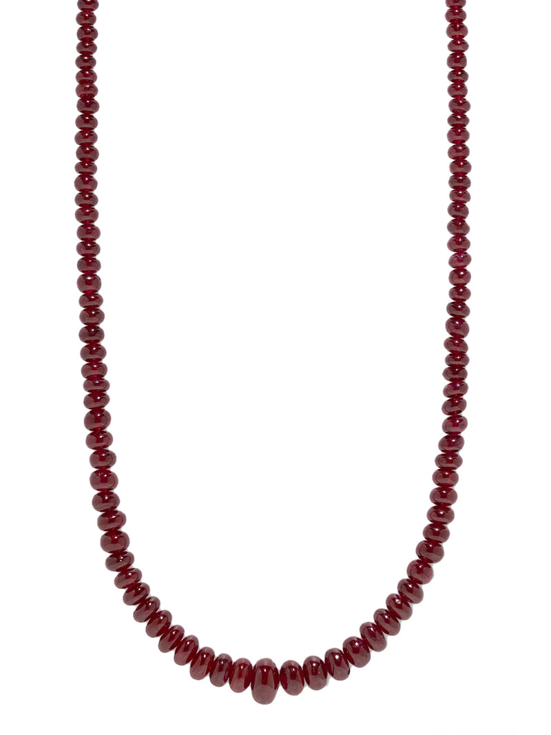 Rich Ruby Beaded Yellow Gold Necklace
