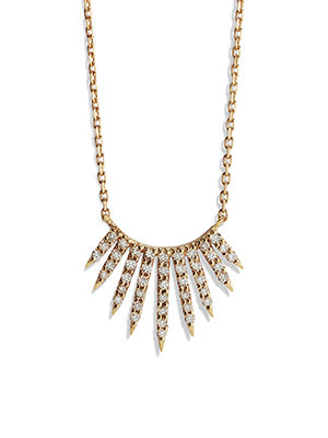 Rising Diamond Sunbeams Yellow Gold Necklace