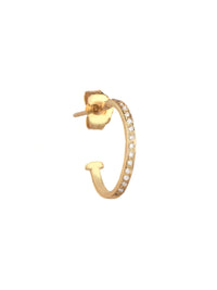 Multi-Diamond Single Hoop Earring - Yellow Gold