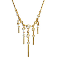 Dream Maker Trillion and Dangling Diamond Yellow Gold Necklace