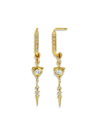 Totem Sapphire Eyes and Diamond Yellow Gold Drop Earrings
