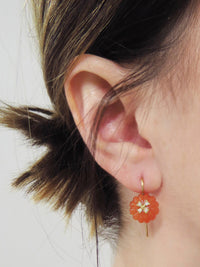 Carnelian Flower Bead Wildflower Overlay Earrings