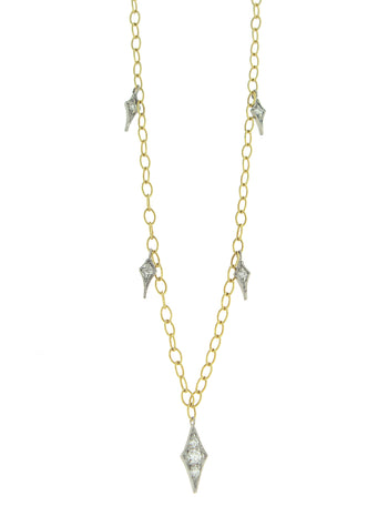 Diamond Fringe Lacy Chain Yellow Gold Necklace