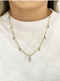 Diamond Fringe Lacy Chain Yellow Gold Necklace