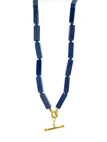 Lapis Beaded Strand Yellow Gold Necklace