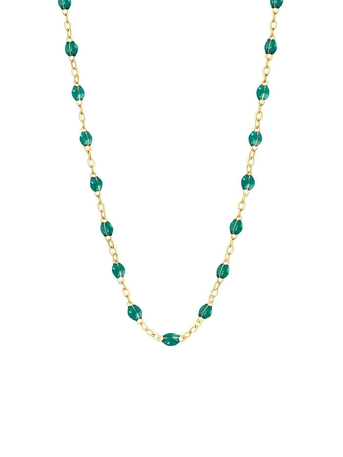 Classic Gigi Emerald Resin Yellow Gold Necklace