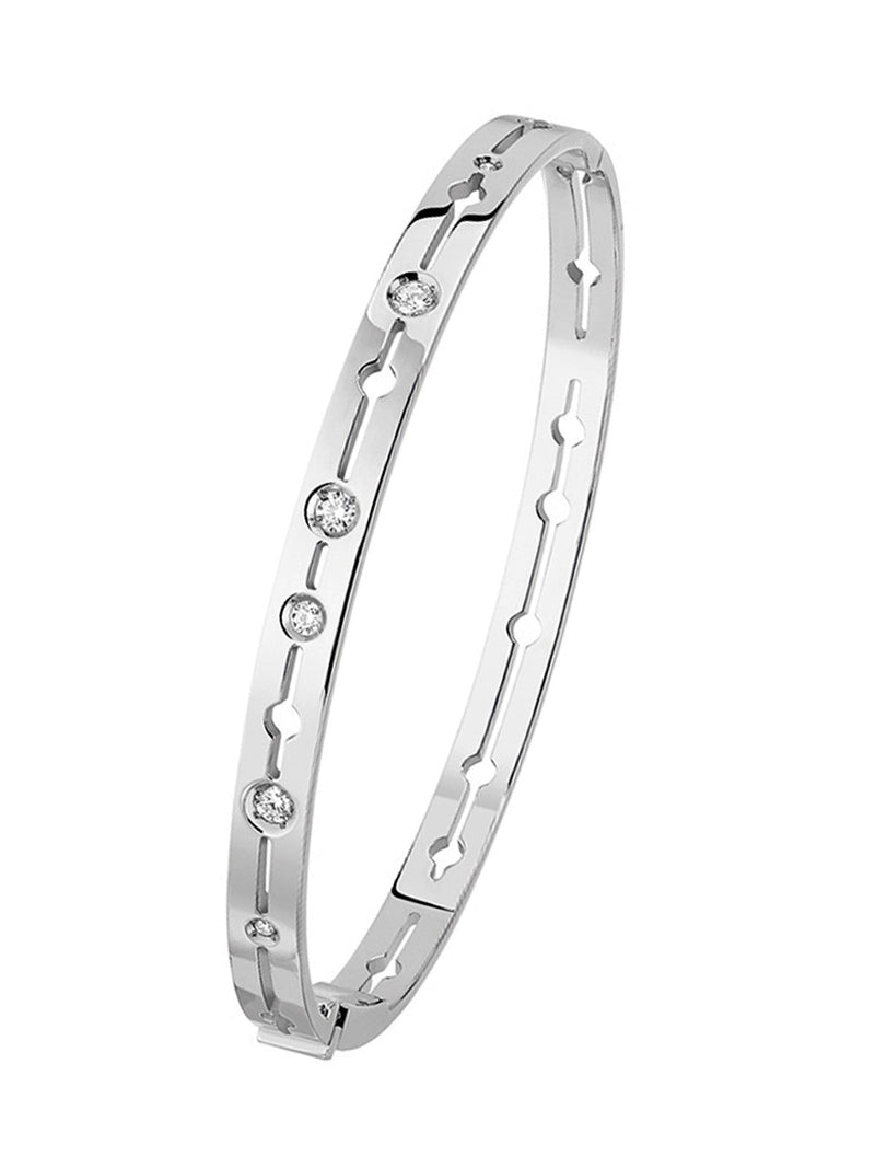Large SERRURE jonc Diamond White Gold Bracelet | Dinh Van
