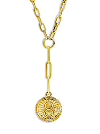 Baby Karma Medallion On Yellow Gold Refined Clip Necklace