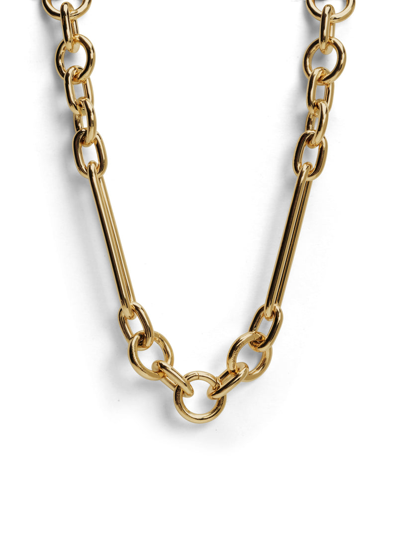 Mixed Oversized Convertible Clip Chain Yellow Gold Necklace