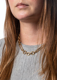 Mixed Oversized Convertible Clip Chain Yellow Gold Necklace