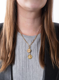 Baby Strength Medallion On Yellow Gold Refined Clip Necklace