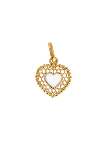 White Lace Heart Yellow Gold Charm