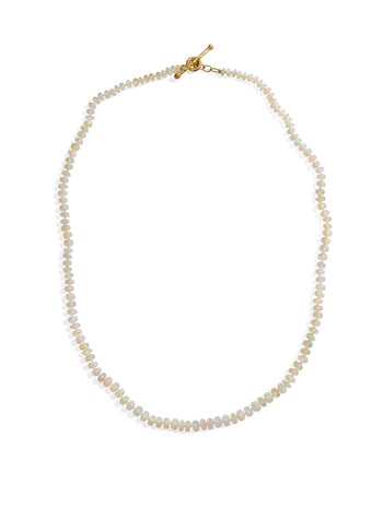 Ethiopian Opal Beaded Strand Yellow Gold Necklace
