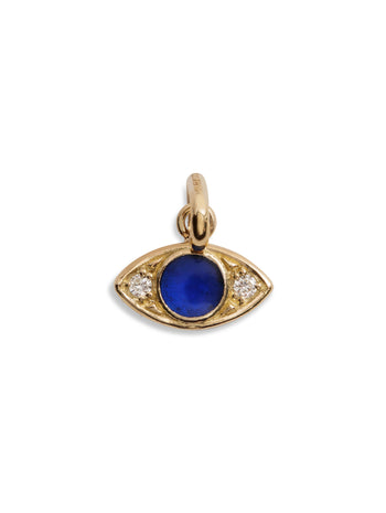 Diamond Yellow Gold Lapis Eye Charm