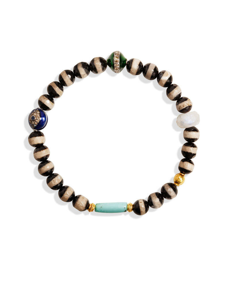 White Pearl and Multi-Color Stone Beaded Necklace | Ileana Makri