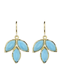 Turquoise Leaf Earrings - Yellow Gold