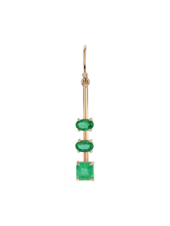 One-Of-A-Kind Emerald Trio Rose Gold Single Earring