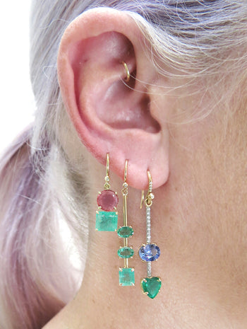 One-Of-A-Kind Emerald Trio Single Earring