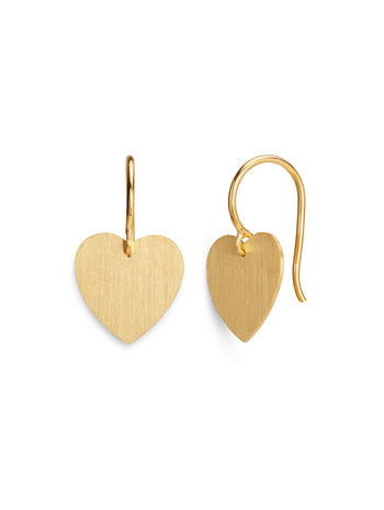 Small Love Tiny Heart Yellow Gold Drop Earrings