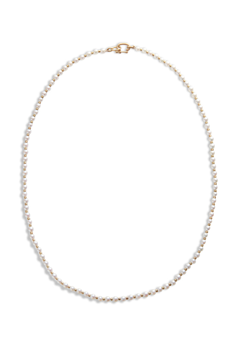 Akoya Pearl Petite Gumball Yellow Gold Necklace