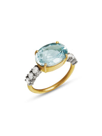 One-Of-A-Kind Aquamarine and Diamond Tennis Ring