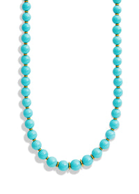Graduated Kingman Turquoise and Yellow Gold Beaded Necklace