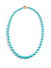 Graduated Kingman Turquoise and Yellow Gold Beaded Necklace