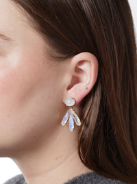 Rainbow Moonstone Classic Flora Drop Earrings