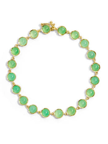 Chrysoprase Cabochon Petite Classic Link Yellow Gold Bracelet