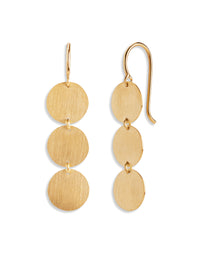 Classic Three Circle Yellow Gold Drop Earrings