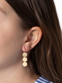 Classic Three Circle Yellow Gold Drop Earrings