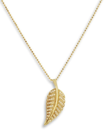 Diamond Leaf Yellow Gold Necklace