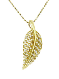 Diamond Leaf Necklace - Yellow Gold