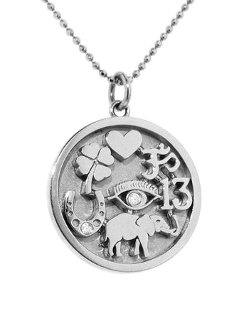 Good Luck Charm Necklace - White Gold