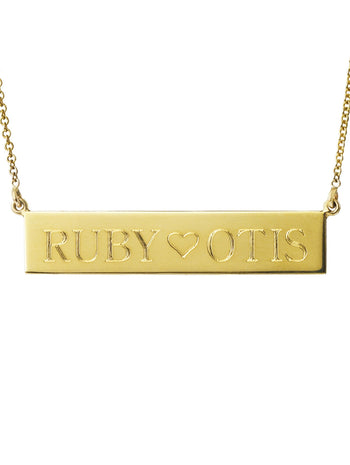 Personalized Nameplate Necklace - Yellow Gold, 1 Side Engraving, 18-in.