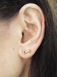 Opal Inlay Triangle Stud Earrings