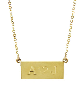 Personalized Mini Nameplate Necklace - Yellow Gold