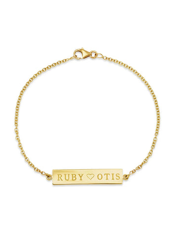 Personalized Nameplate Yellow Gold Bracelet