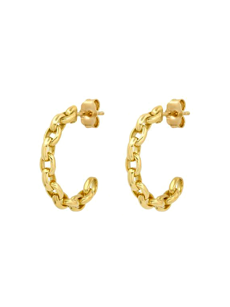 Mini Edith Link Yellow Gold Hoops