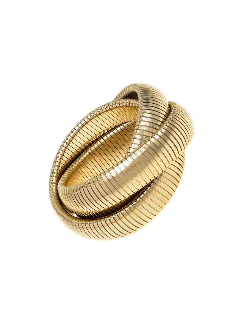 High Polished Gold Large Triple Cobra Bracelet