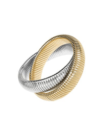 Large High Polished Gold and Rhodium Double Cobra Bracelet