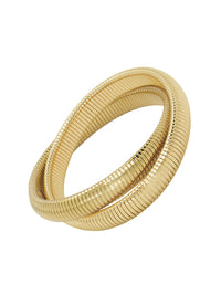 High Polished Medium Yellow Gold Double Cobra Bracelet